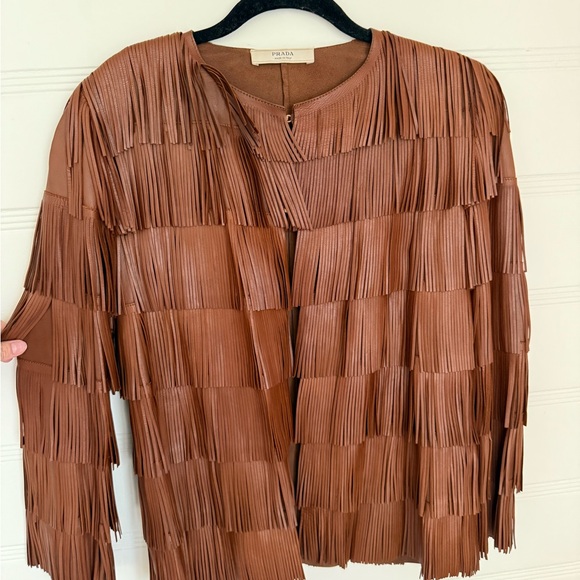 Prada 2000 Fall Leather Fringe Jacket - Picture 2 of 9